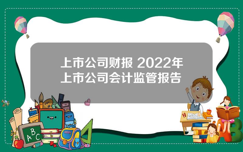 上市公司财报 2022年上市公司会计监管报告